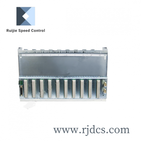 ABB RF615 Central Unit, PLC Module for Industrial Automation, 10 Slots, Dimensions: 470.7 x 84.6 x 245.7 mm