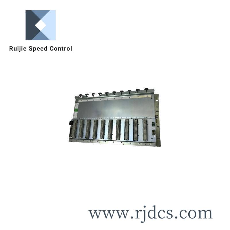 abb_rf615.jpeg ABB RF615 Central Unit, PLC Module for Industrial Automation, 10 Slots, Dimensions: 470.7 x 84.6 x 245.7 mm